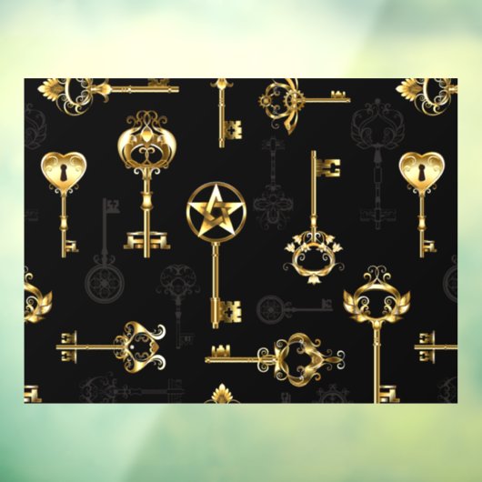 Nahtloses Muster mit Golden Keys Fensteraufkleber (Blatt 3)