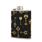 Nahtloses Muster mit Golden Keys Flachmann (Links)