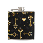 Nahtloses Muster mit Golden Keys Flachmann (Vorderseite)