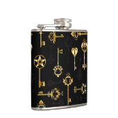 Nahtloses Muster mit Golden Keys Flachmann (Rechts)