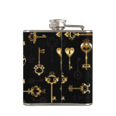 Nahtloses Muster mit Golden Keys Flachmann (Rückseite)