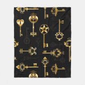 Nahtloses Muster mit Golden Keys Fleecedecke (Vorderseite)