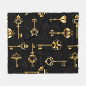Nahtloses Muster mit Golden Keys Fleecedecke (Vorderseite (Horizontal))