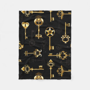 Nahtloses Muster mit Golden Keys Fleecedecke