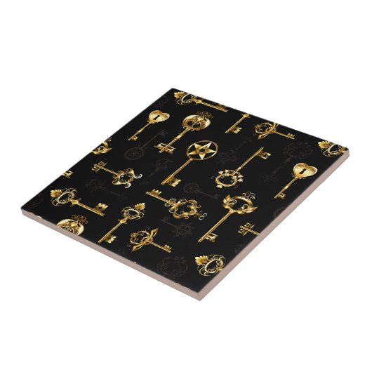 Nahtloses Muster mit Golden Keys Fliese (Seite)