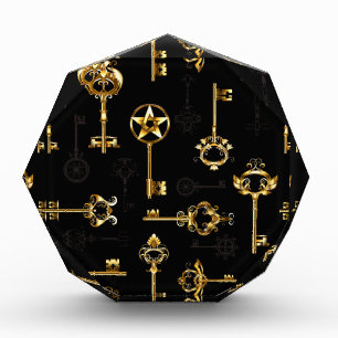 Nahtloses Muster mit Golden Keys Fotoblock