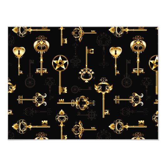 Nahtloses Muster mit Golden Keys Fotodruck (Vorne)