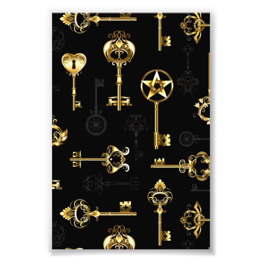 Nahtloses Muster mit Golden Keys Fotodruck (Vorne)