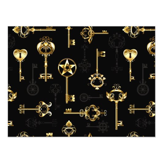 Nahtloses Muster mit Golden Keys Fotodruck (Vorne)