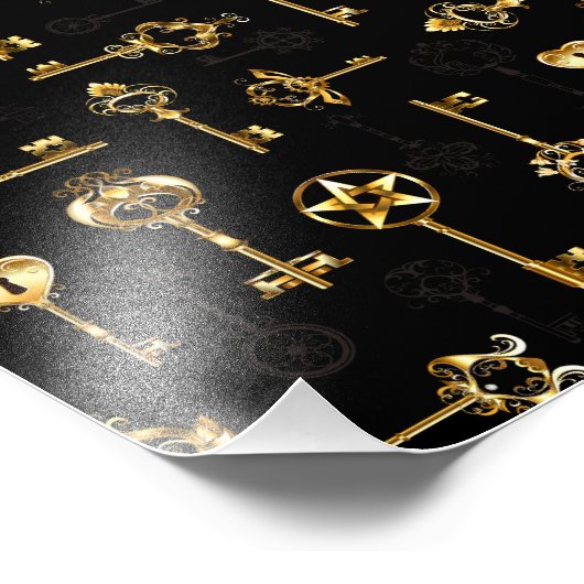 Nahtloses Muster mit Golden Keys Fotodruck (Ecke)