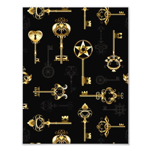 Nahtloses Muster mit Golden Keys Fotodruck (Vorne)