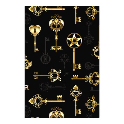 Nahtloses Muster mit Golden Keys Fotodruck (Vorne)