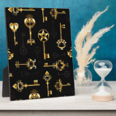 Nahtloses Muster mit Golden Keys Fotoplatte (Seite)