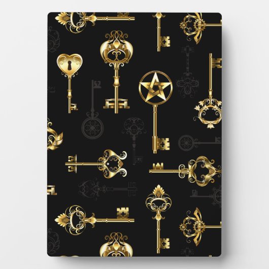 Nahtloses Muster mit Golden Keys Fotoplatte (Vorderseite)