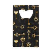 Nahtloses Muster mit Golden Keys Geldbeutel Flaschenöffner (Vorderseite)