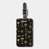 Nahtloses Muster mit Golden Keys Gepäckanhänger (Vorderseite vertikal)