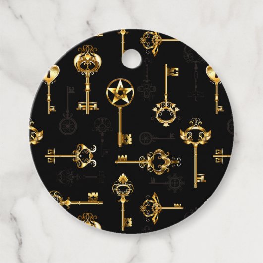 Nahtloses Muster mit Golden Keys Geschenkanhänger (Vorderseite)
