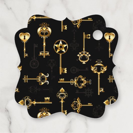 Nahtloses Muster mit Golden Keys Geschenkanhänger (Rückseite)