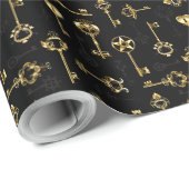 Nahtloses Muster mit Golden Keys Geschenkpapier (Rolleneckpunkt)