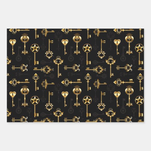 Nahtloses Muster mit Golden Keys Geschenkpapier Set (Vorderseite 3)