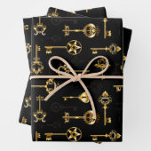 Nahtloses Muster mit Golden Keys Geschenkpapier Set (Beispiel)