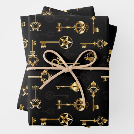 Nahtloses Muster mit Golden Keys Geschenkpapier Set (Beispiel)