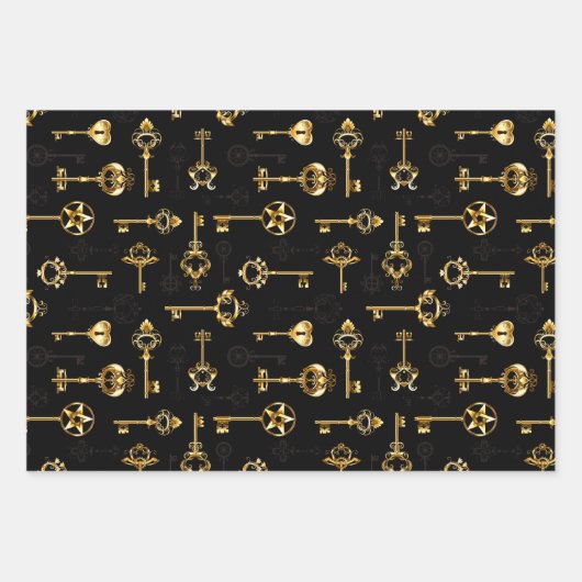 Nahtloses Muster mit Golden Keys Geschenkpapier Set (Vorderseite)