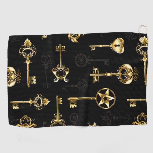 Nahtloses Muster mit Golden Keys Golfhandtuch (Horizontal)