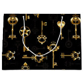 Nahtloses Muster mit Golden Keys Große Geschenktüte (Vorderseite)