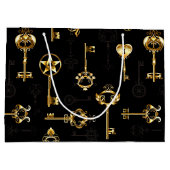 Nahtloses Muster mit Golden Keys Große Geschenktüte (Rückseite)