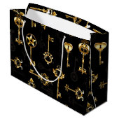 Nahtloses Muster mit Golden Keys Große Geschenktüte (Rückseite Schrägansicht)