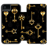 Nahtloses Muster mit Golden Keys Incipio iPhone Geldbeutel-Hülle (Folio Geöffnet)