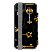 Nahtloses Muster mit Golden Keys Incipio iPhone Geldbeutel-Hülle (Folio Rückseite)