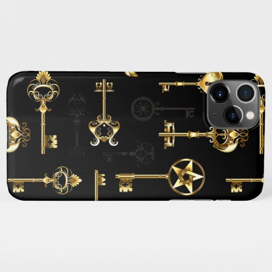 Nahtloses Muster mit Golden Keys iPhone Hülle (Rückseite (Horizontal))