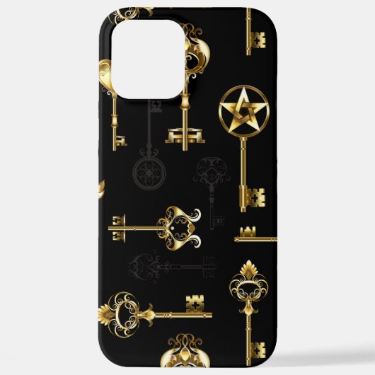 Nahtloses Muster mit Golden Keys iPhone Hülle (Rückseite)