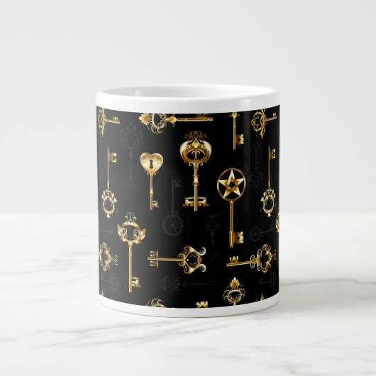 Nahtloses Muster mit Golden Keys Jumbo-Tasse (Vorderseite)