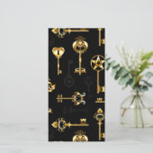 Nahtloses Muster mit Golden Keys Karte (Stehend Vorderseite)