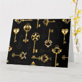 Nahtloses Muster mit Golden Keys Karte (Gelbe Blume)