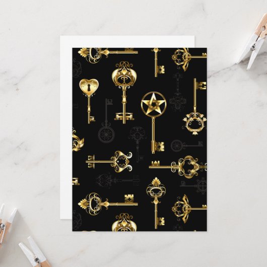 Nahtloses Muster mit Golden Keys Karte (Vorderseite/Rückseite Beispiel)