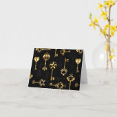 Nahtloses Muster mit Golden Keys Karte (Gelbe Blume)