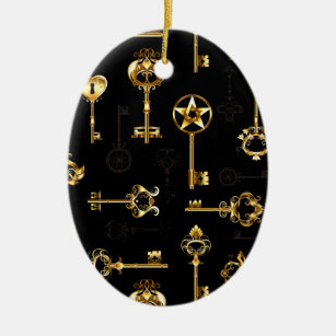 Nahtloses Muster mit Golden Keys Keramik Ornament