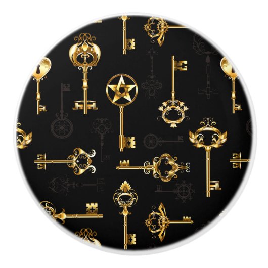 Nahtloses Muster mit Golden Keys Keramikknauf (Vorderseite)