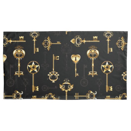 Nahtloses Muster mit Golden Keys Kissenbezug (Vorderseite-Links)