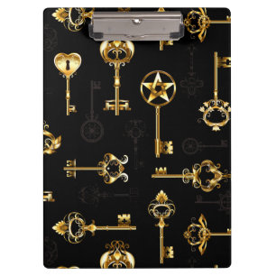 Nahtloses Muster mit Golden Keys Klemmbrett