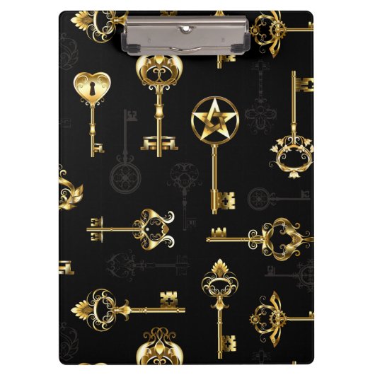 Nahtloses Muster mit Golden Keys Klemmbrett (Vorderseite)
