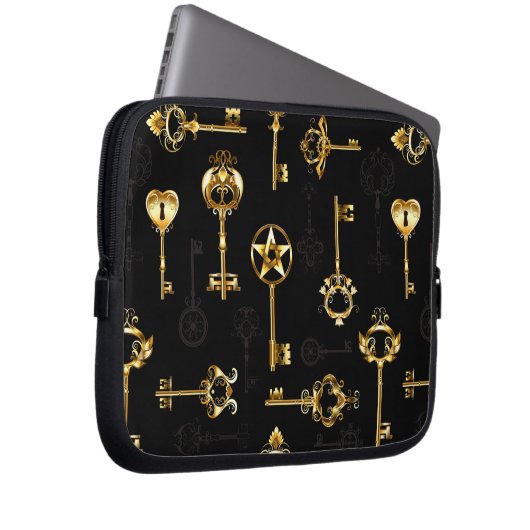 Nahtloses Muster mit Golden Keys Laptopschutzhülle (Vorne Rechts)