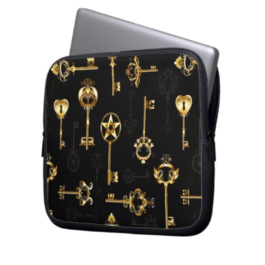 Nahtloses Muster mit Golden Keys Laptopschutzhülle (Vorderseite Links)