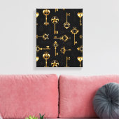 Nahtloses Muster mit Golden Keys Leinwanddruck (Insitu (Wohnzimmer))