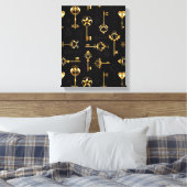 Nahtloses Muster mit Golden Keys Leinwanddruck (Insitu (Schlafzimmer))