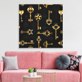 Nahtloses Muster mit Golden Keys Leinwanddruck (Insitu (Wohnzimmer))